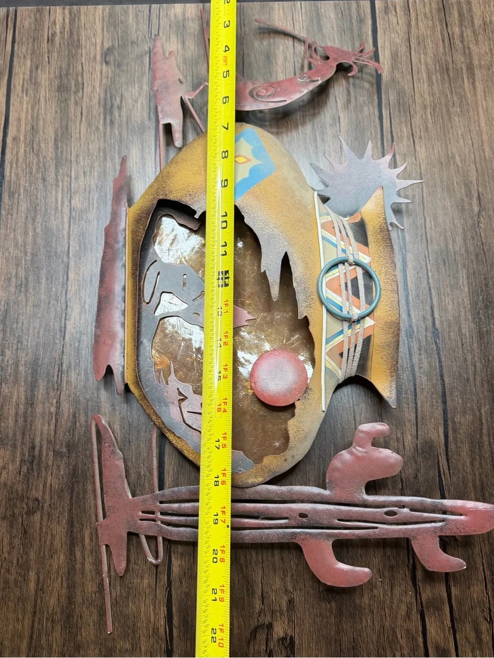 Vintage Southwestern Metal Wall Art - Desert Scene in Rust, Yellow, Blue